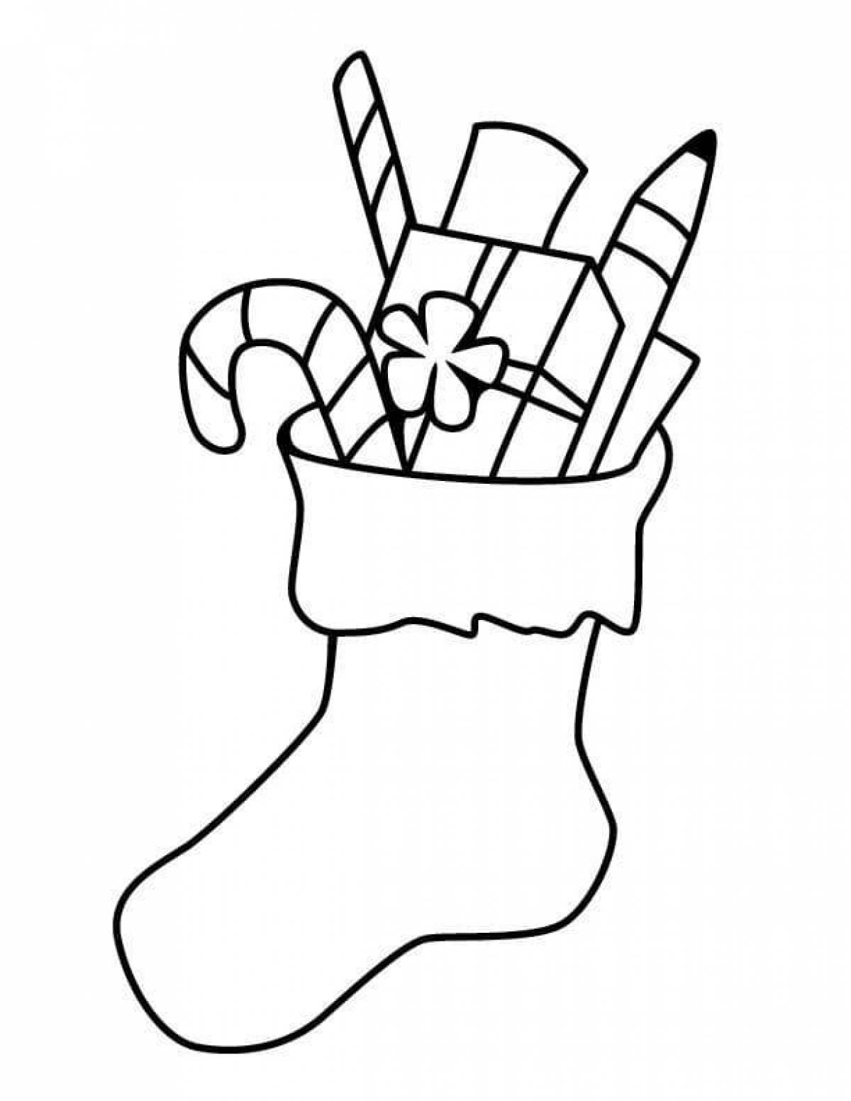 Gorgeous Christmas sock coloring page