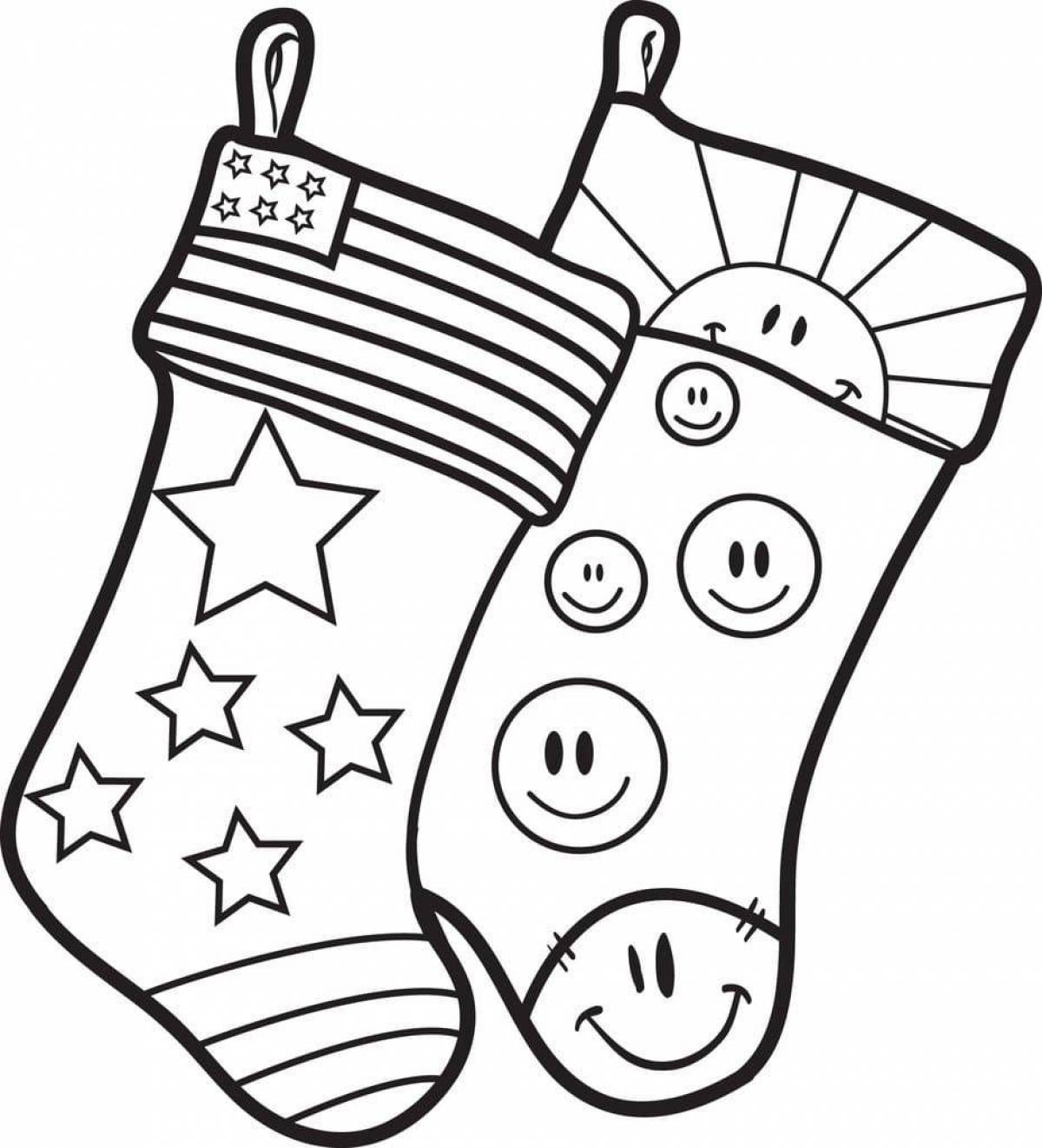 Adorable Christmas sock coloring page