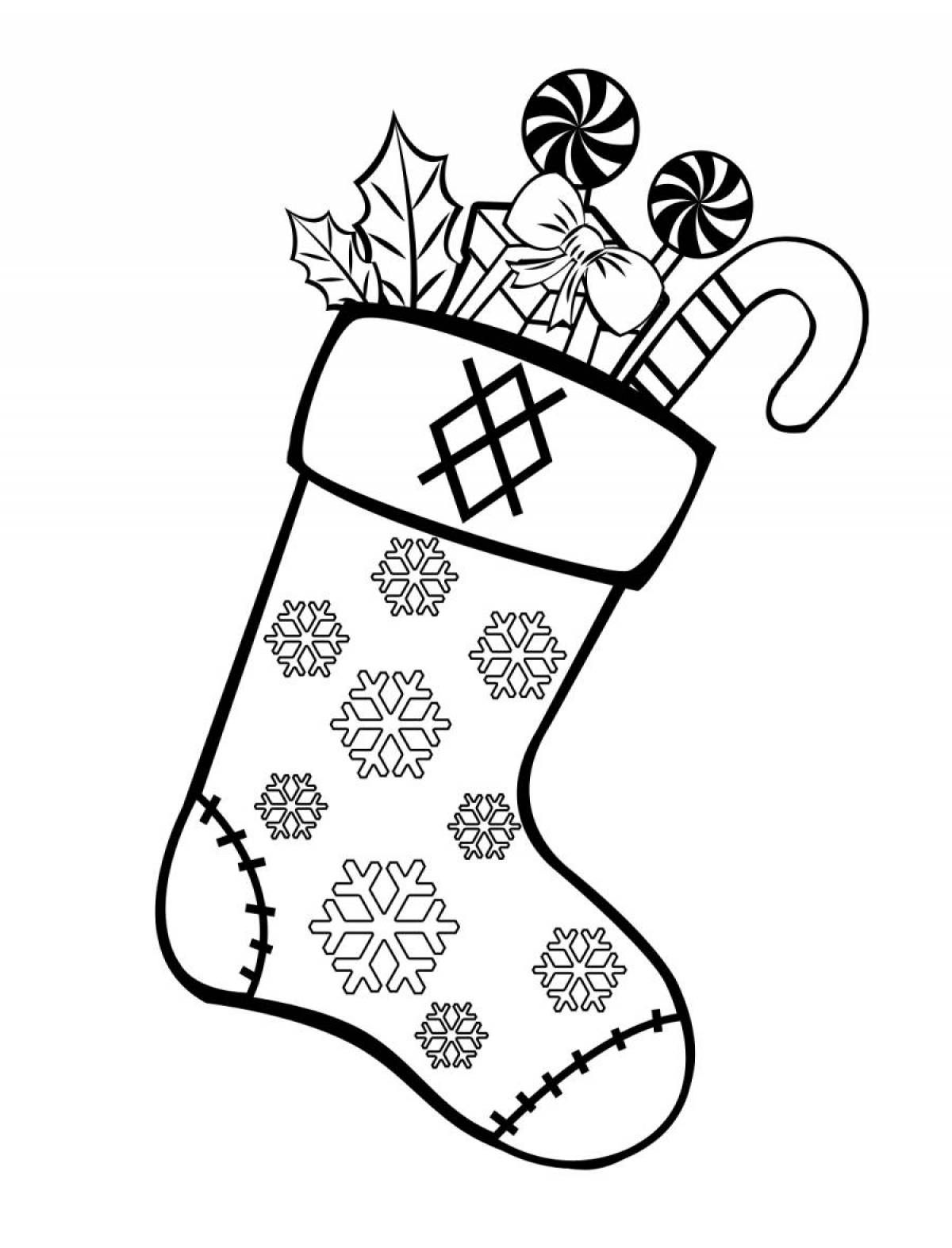 Sweet Christmas sock coloring page