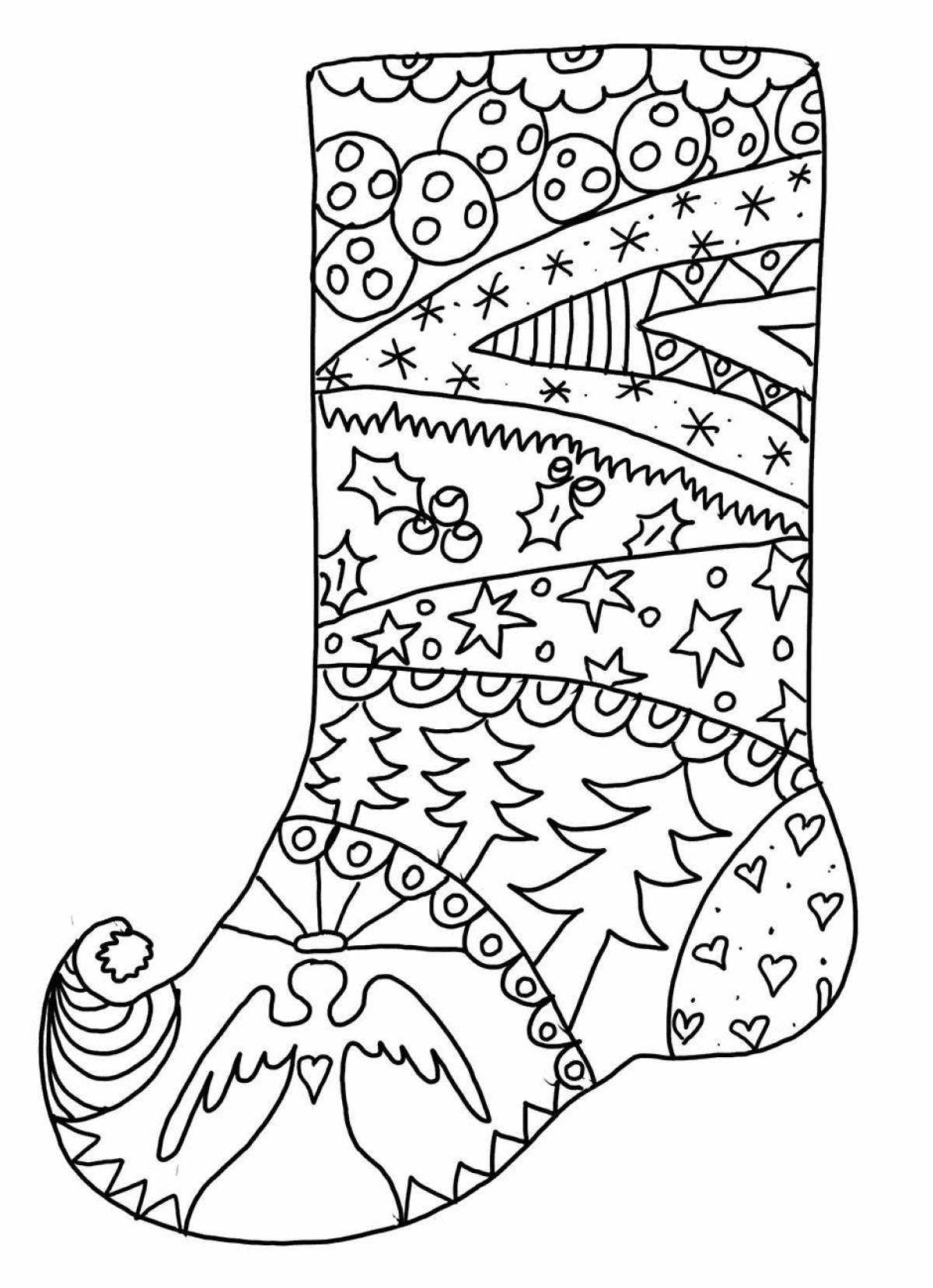 Живая страница раскраски рождественских носков