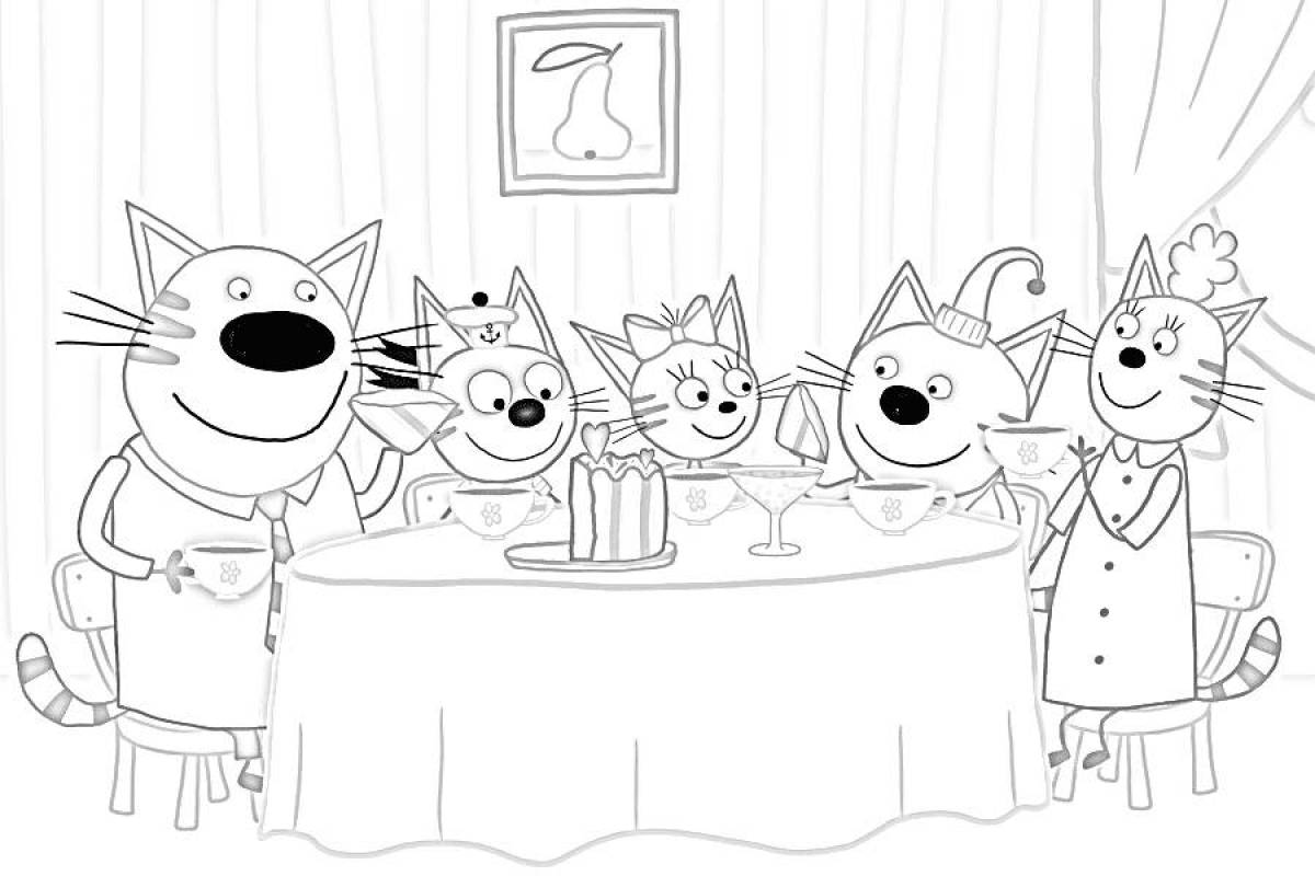 Three cats bright coloring