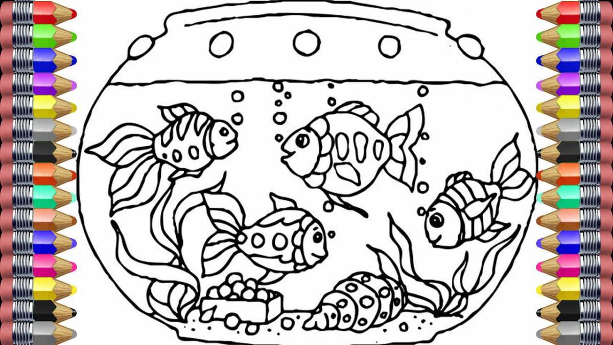 Яркие рыбки в аквариуме раскраски для детей