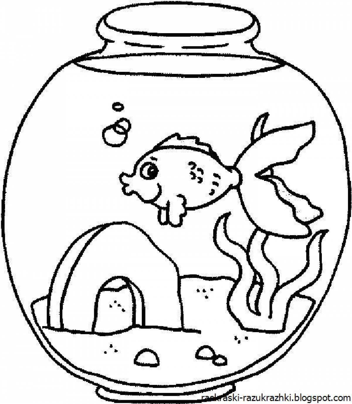 A fun fish tank coloring page for kids