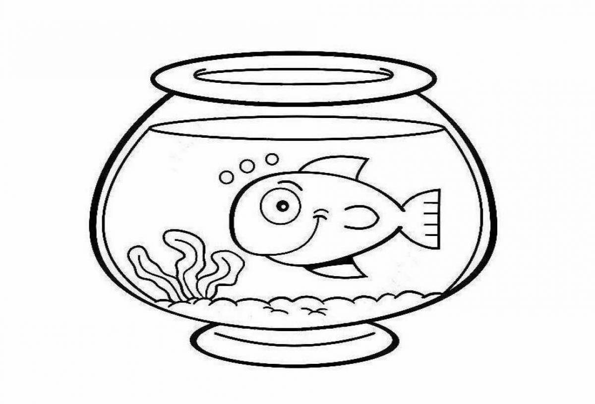 Playful fish tank coloring book for kids