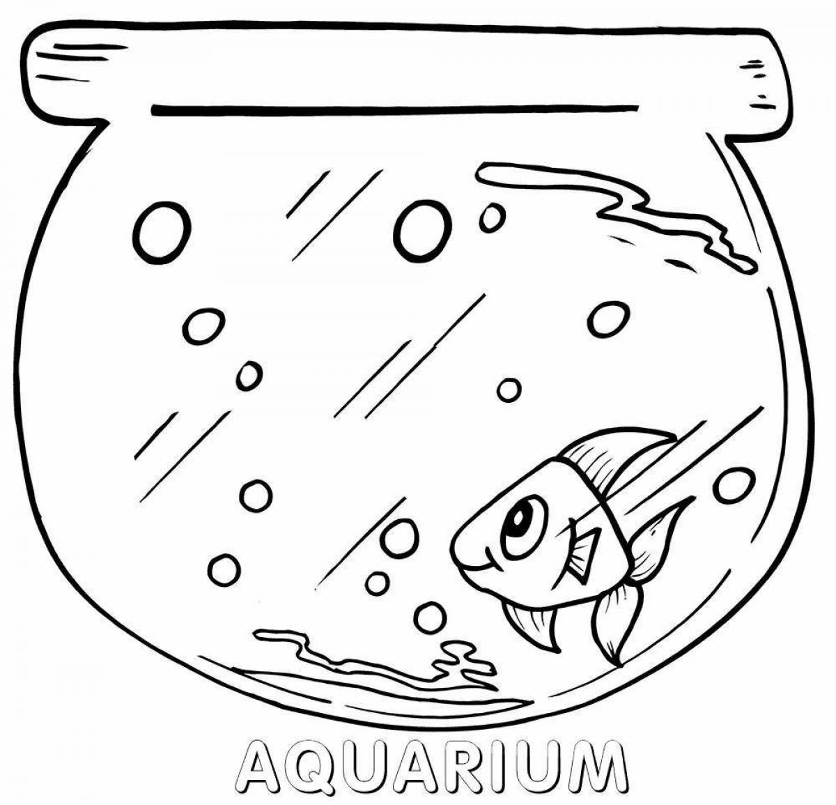 Coloring book magic aquarium with fish for kids