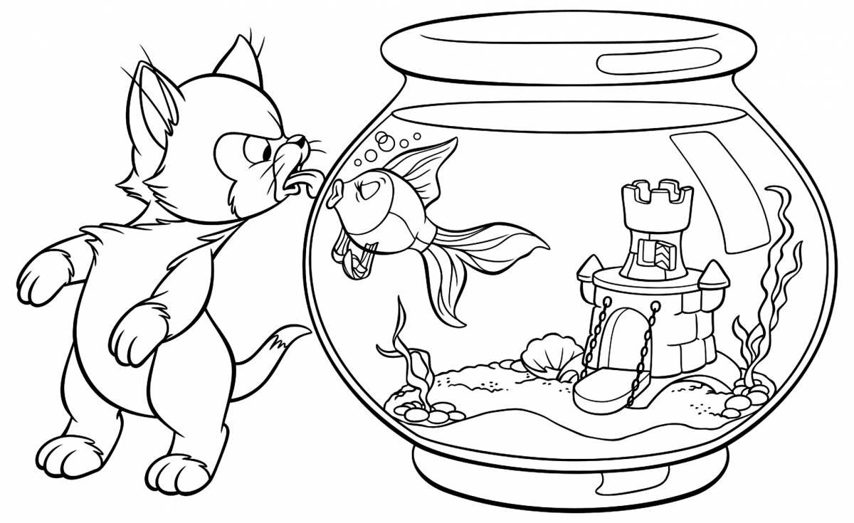 Amazing fish tank coloring page for kids