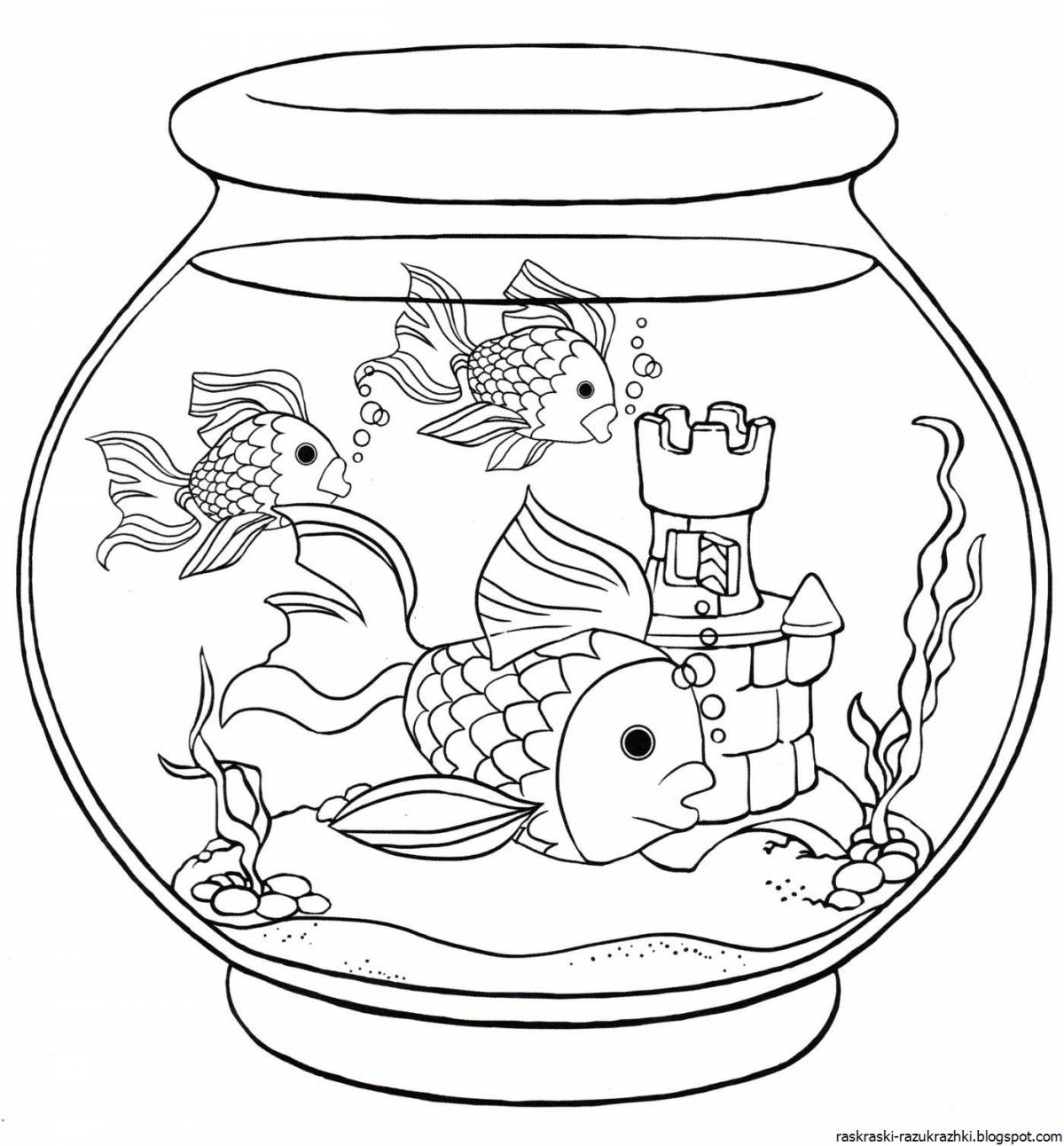 Attractive aquarium coloring book for kids
