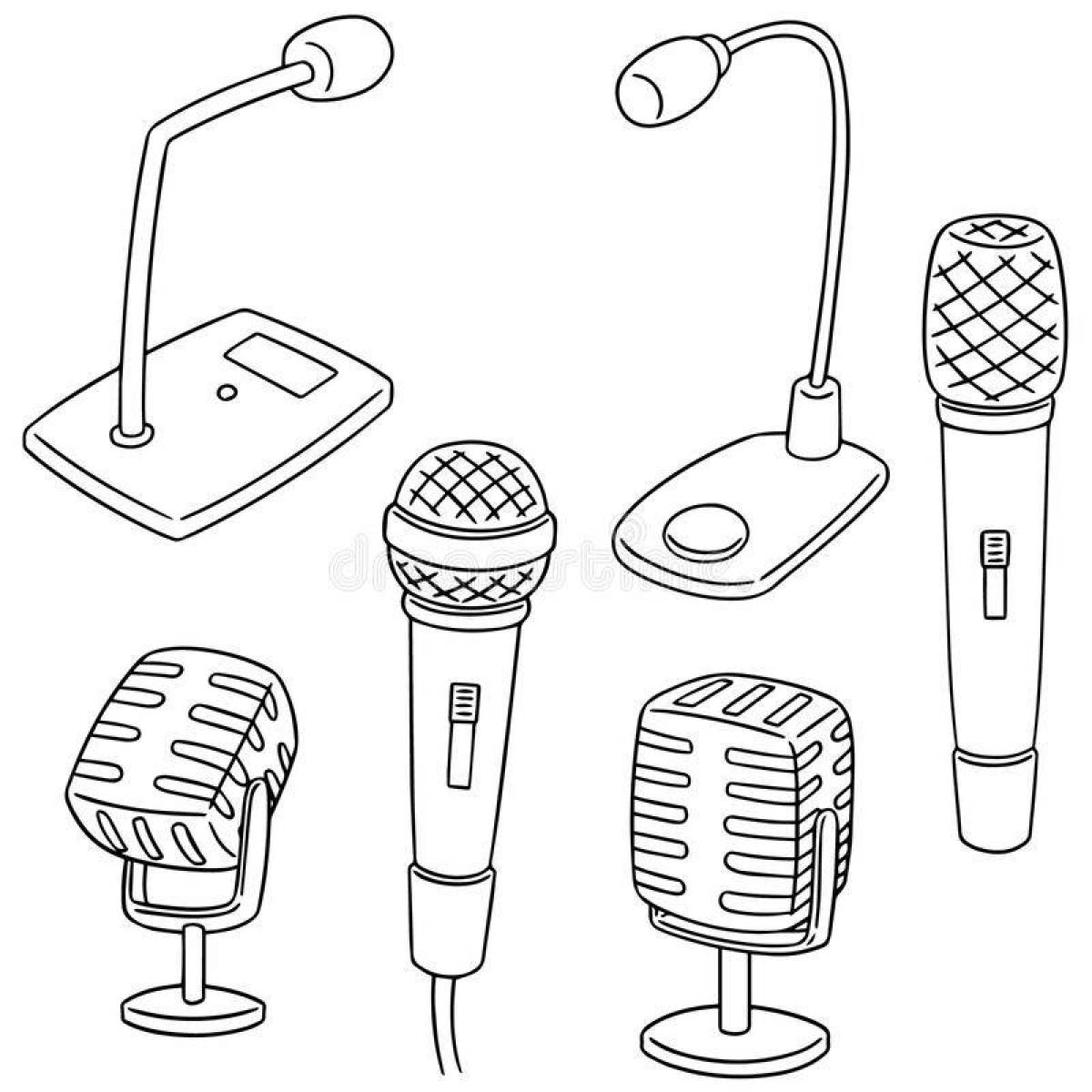 Playful microphone coloring page
