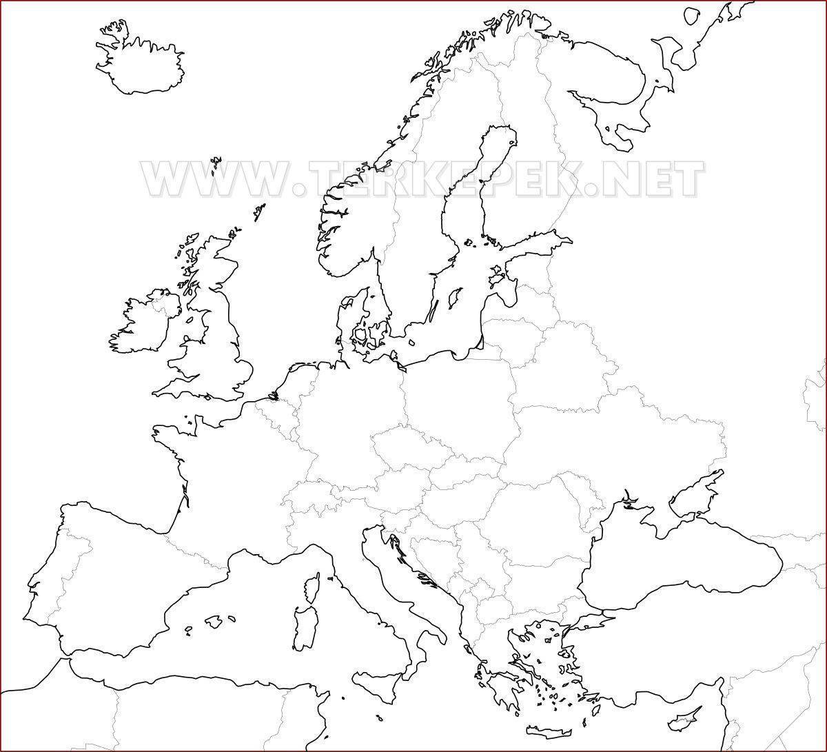 Карта Европы разукрашка