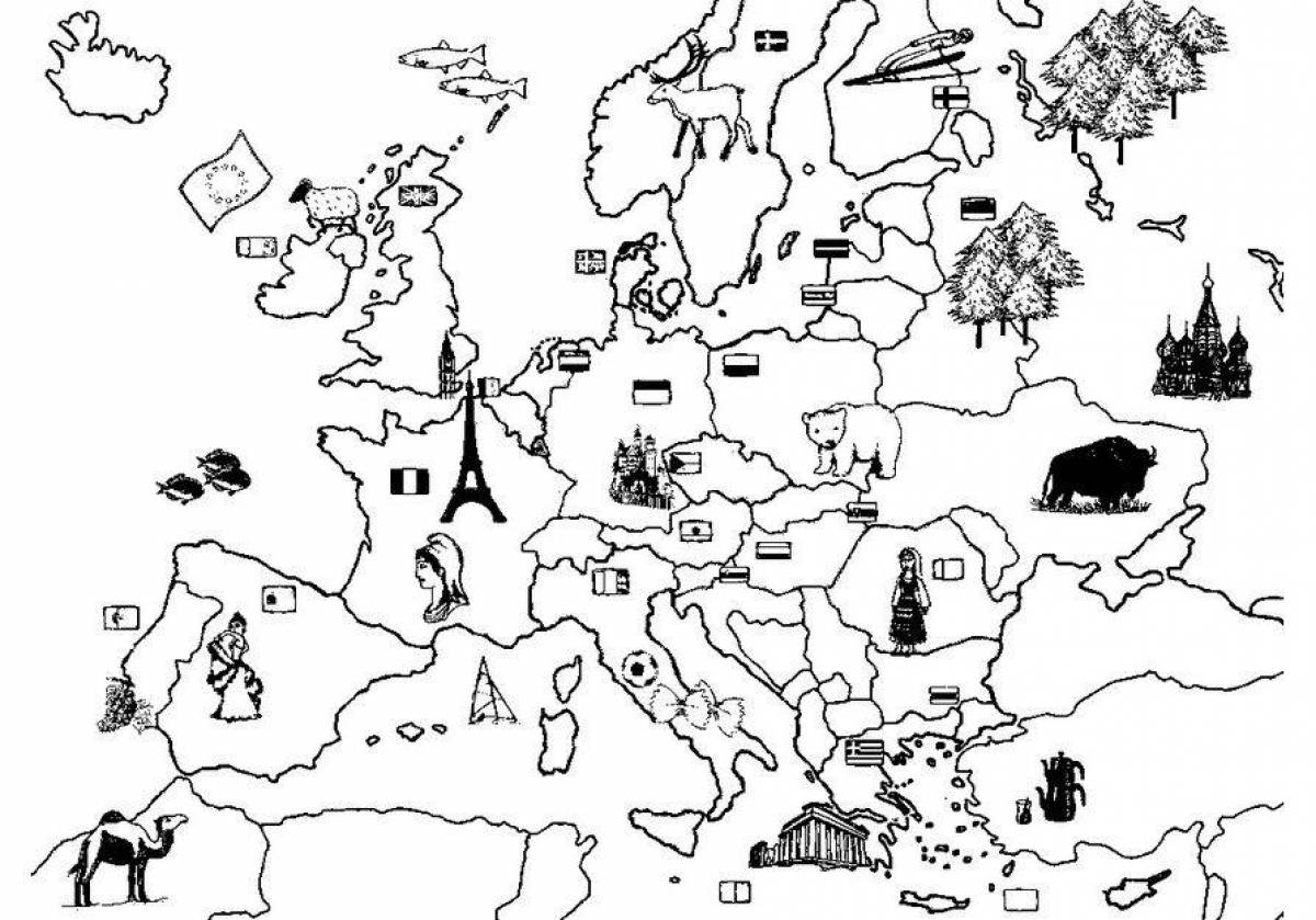 Карты стран раскраски. Карта Европы для раскрашивания. Карта Европы раскраска для детей.