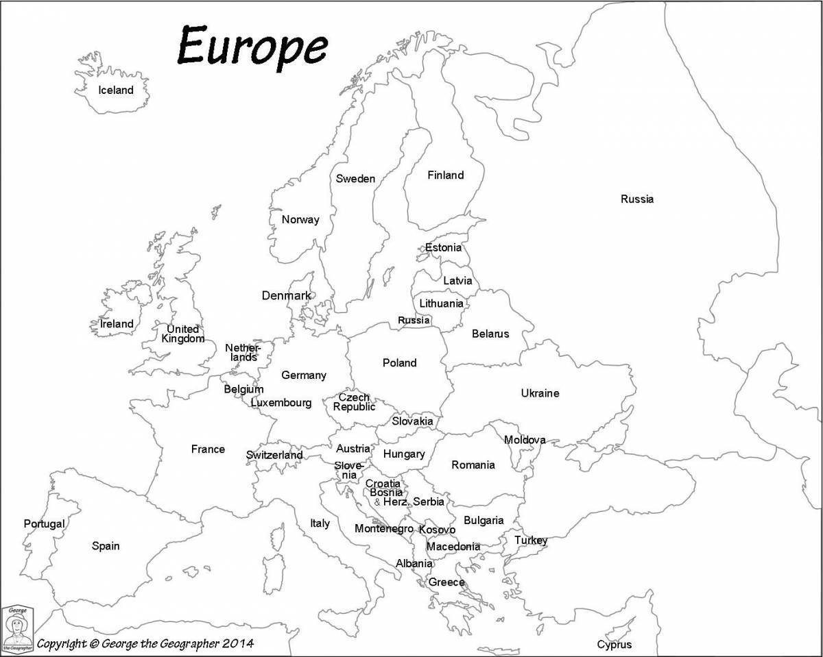 Карта европы для раскрашивания