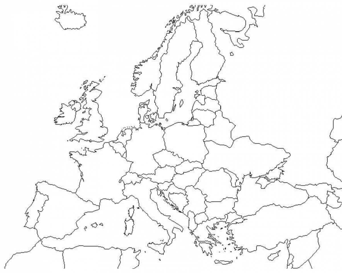 Карта Европы со странами пустая