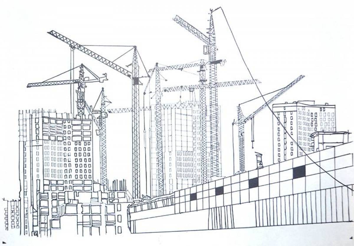 Построим рисунок построим высоты. Раскраска стройка. Стройка раскрасить. Стройка раскраска для детей. Стройка в городе рисунок.