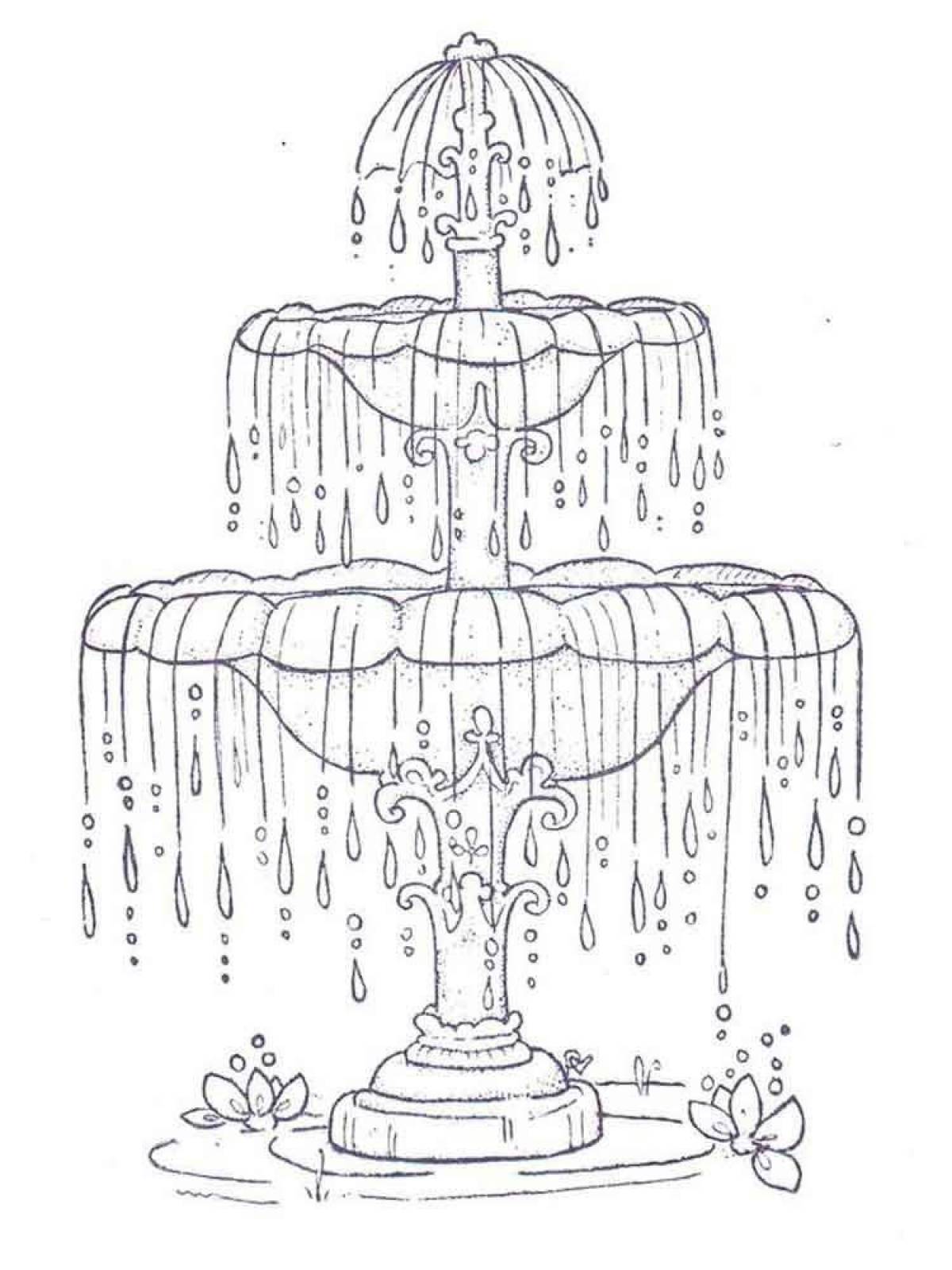 Фонтан рисунок. Фонтан раскраска. Фонтан раскраска для детей. Фонтан карандашом. Эскиз фонтана.