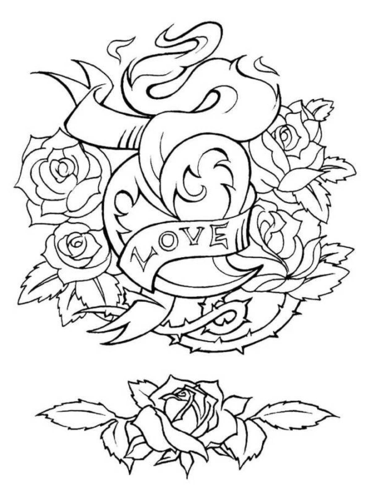 Detailed tattoo coloring page