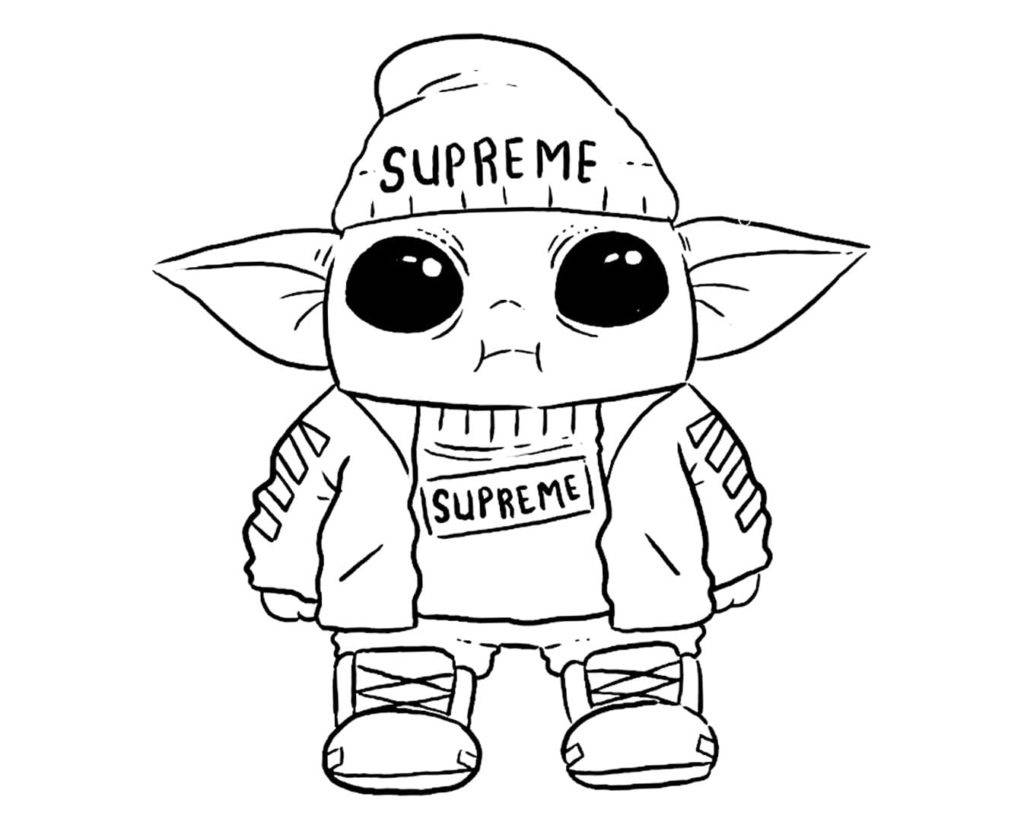 Witty coloring baby Yoda