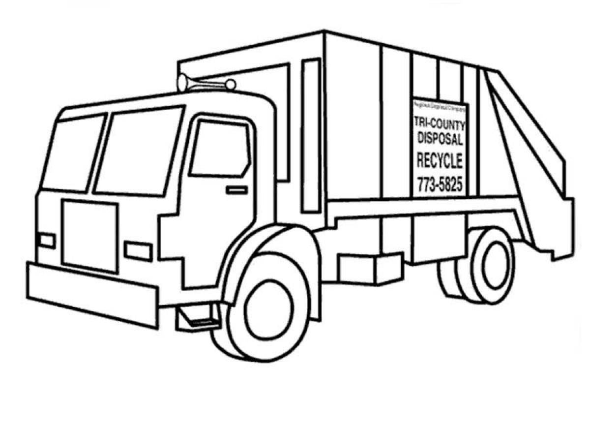 Vibrant garbage truck coloring page for little ones