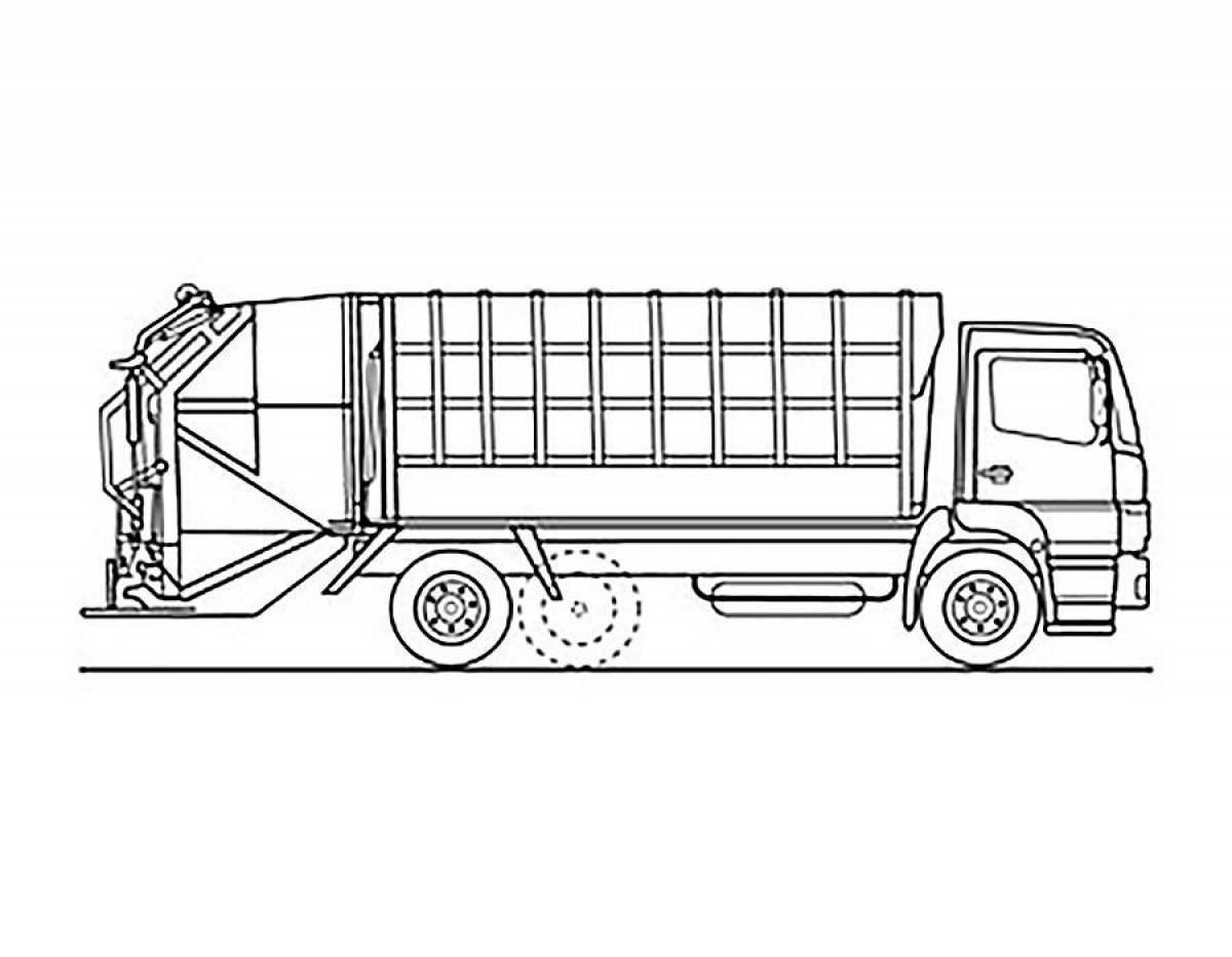 Bright coloring garbage truck for preschoolers