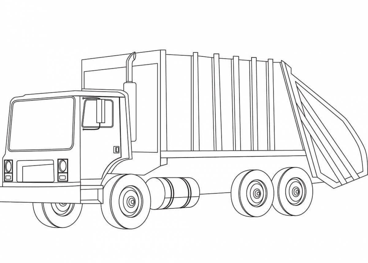 Fun coloring garbage truck for kids