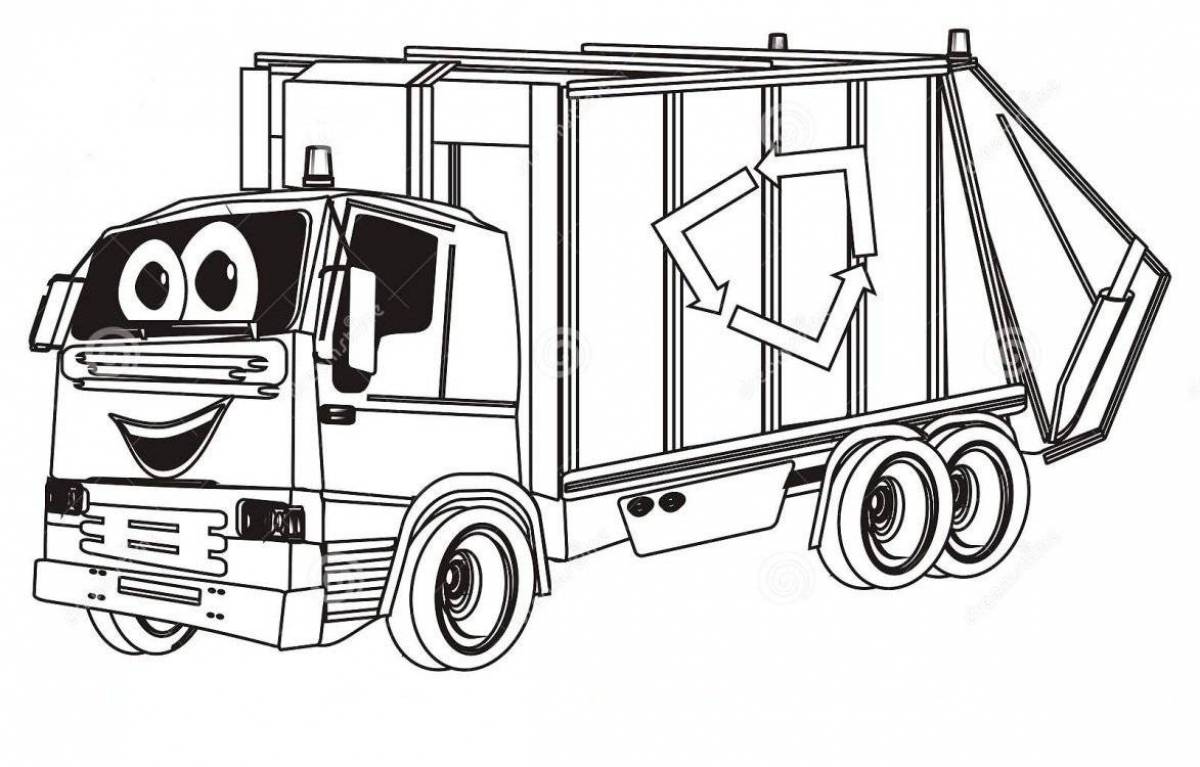 Great Garbage Truck Coloring Page for Students