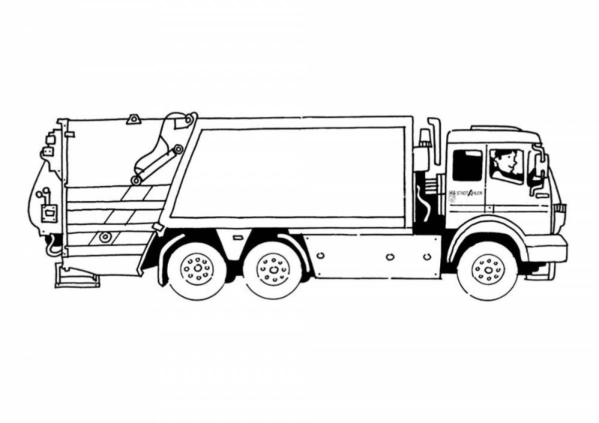 Gorgeous garbage truck coloring page for schoolchildren