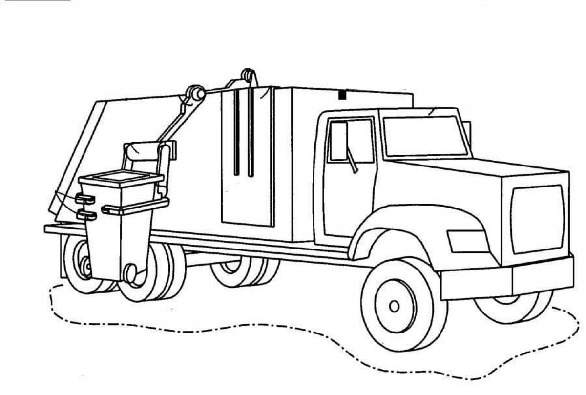 Beautiful garbage truck coloring page for kids