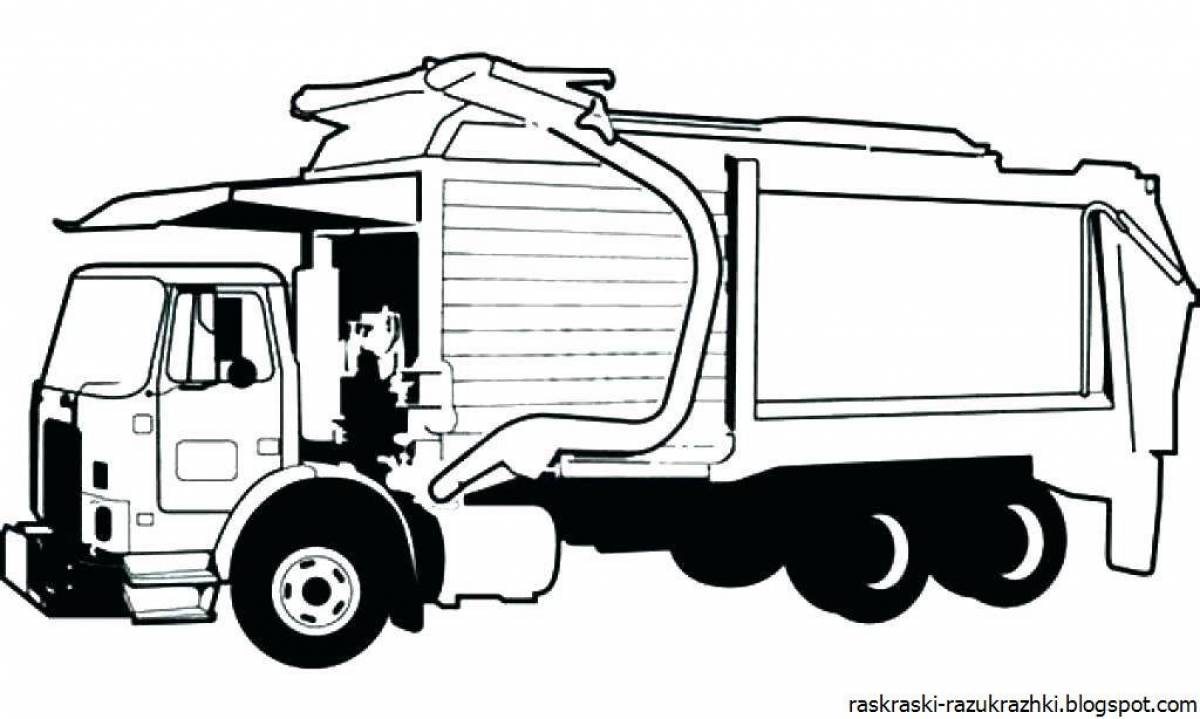 Cute coloring garbage truck for teens