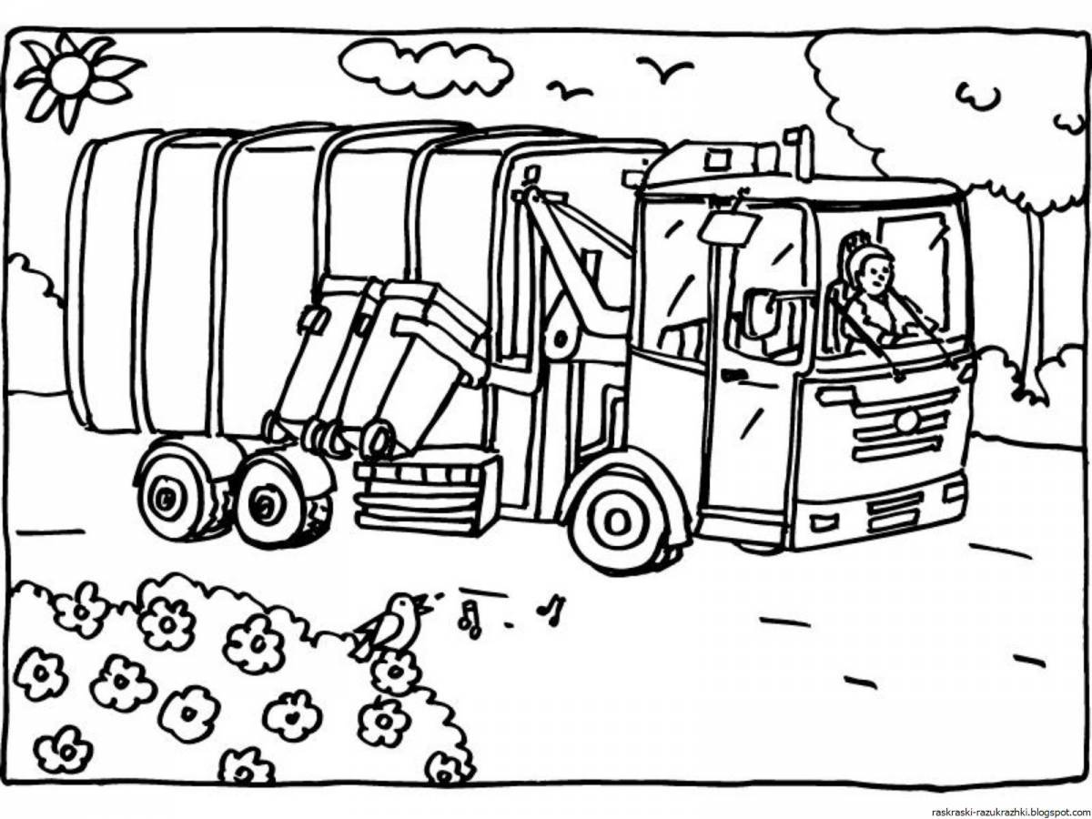 Outstanding student garbage truck coloring page