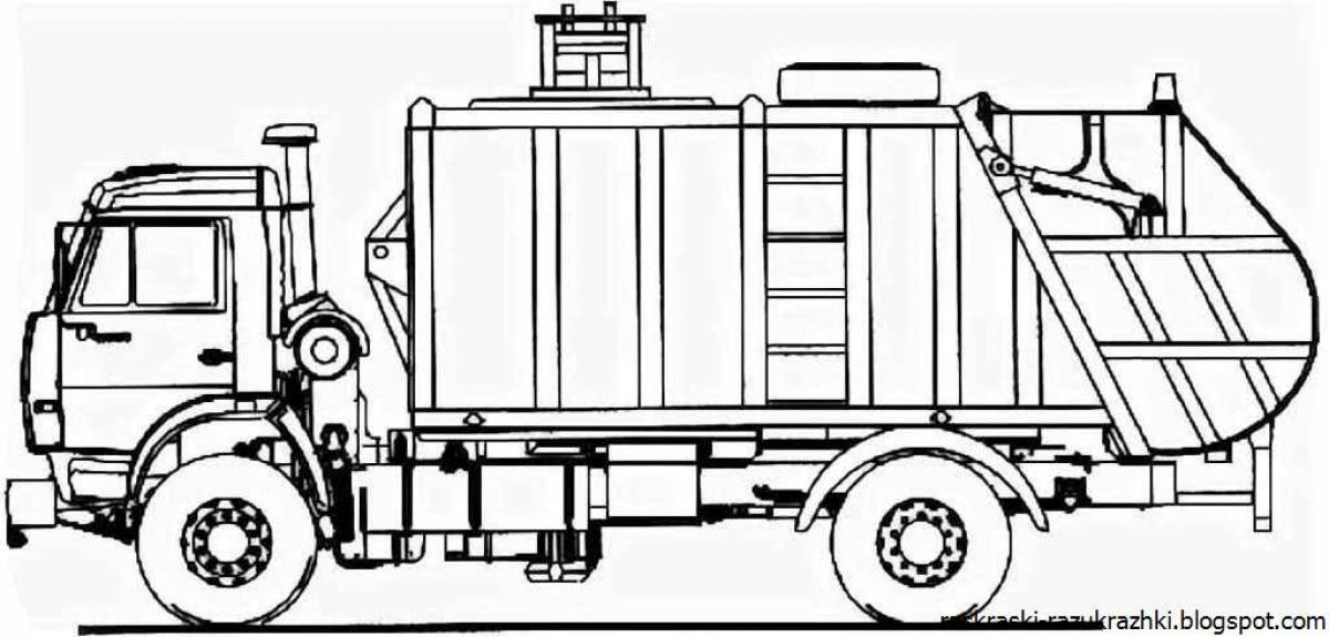 Attractive garbage truck coloring book for kids