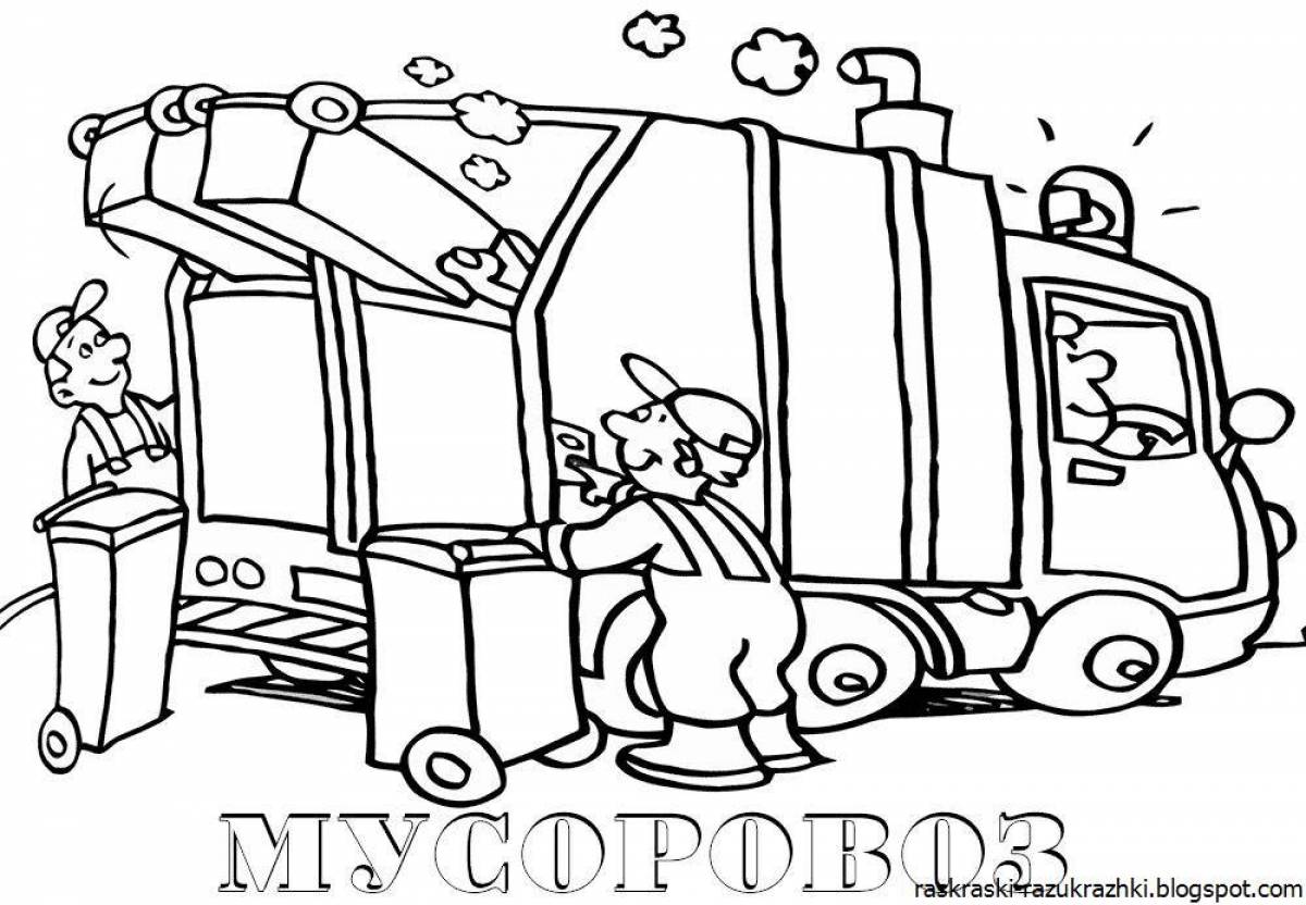 Adorable garbage truck coloring book for kids