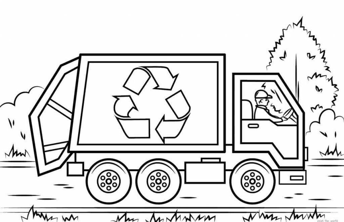 Adorable Garbage Truck Coloring Page for Toddlers