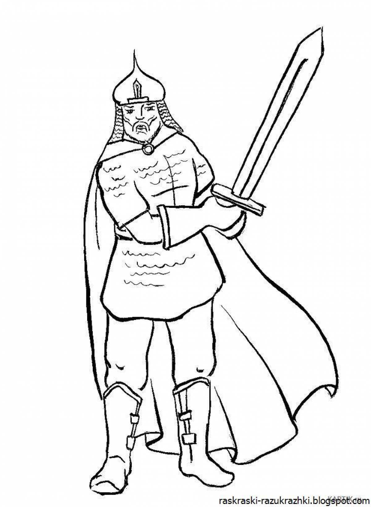 Amazing coloring pages of Russian heroes for kids
