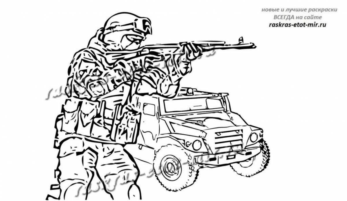 Coloring page menacing special forces