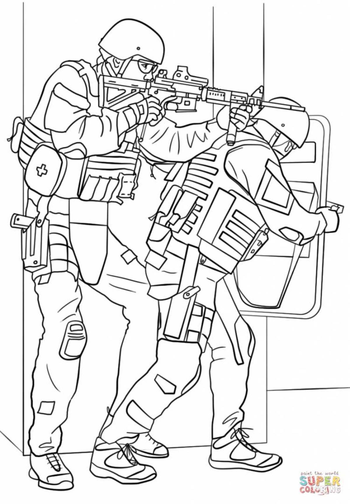 Coloring page indestructible riot police