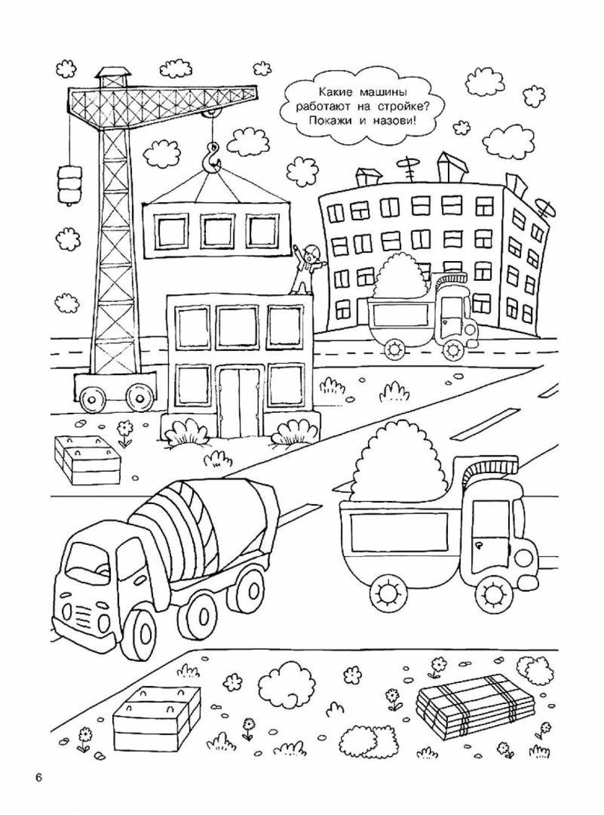Colorful construction coloring page