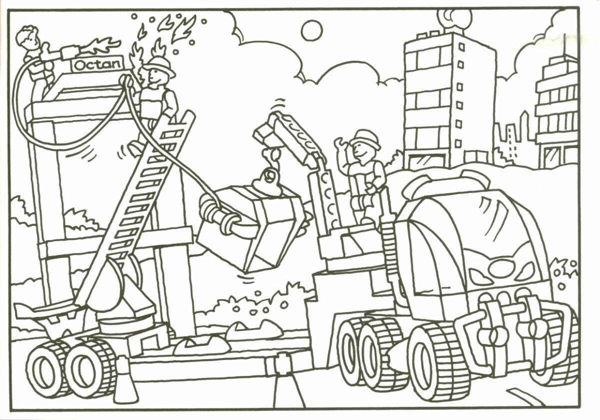 Exciting construction coloring page