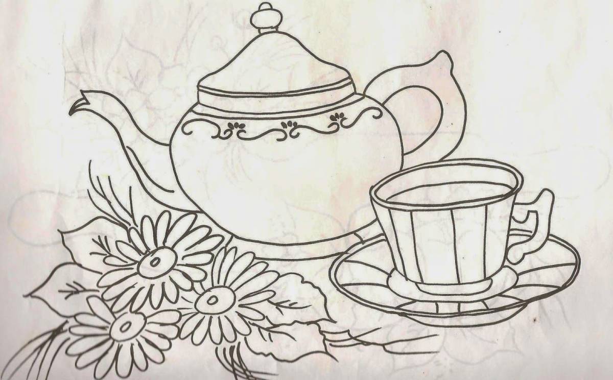 Раскраска «сказочный чайный сервиз»