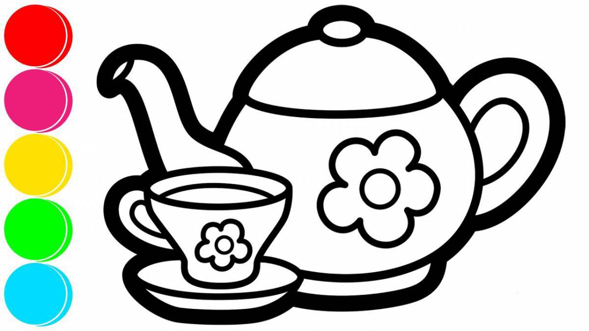 Раскраска «расслабляющий чайный сервиз»