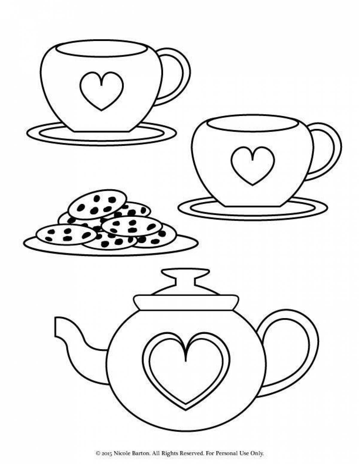 Coloring serene tea set