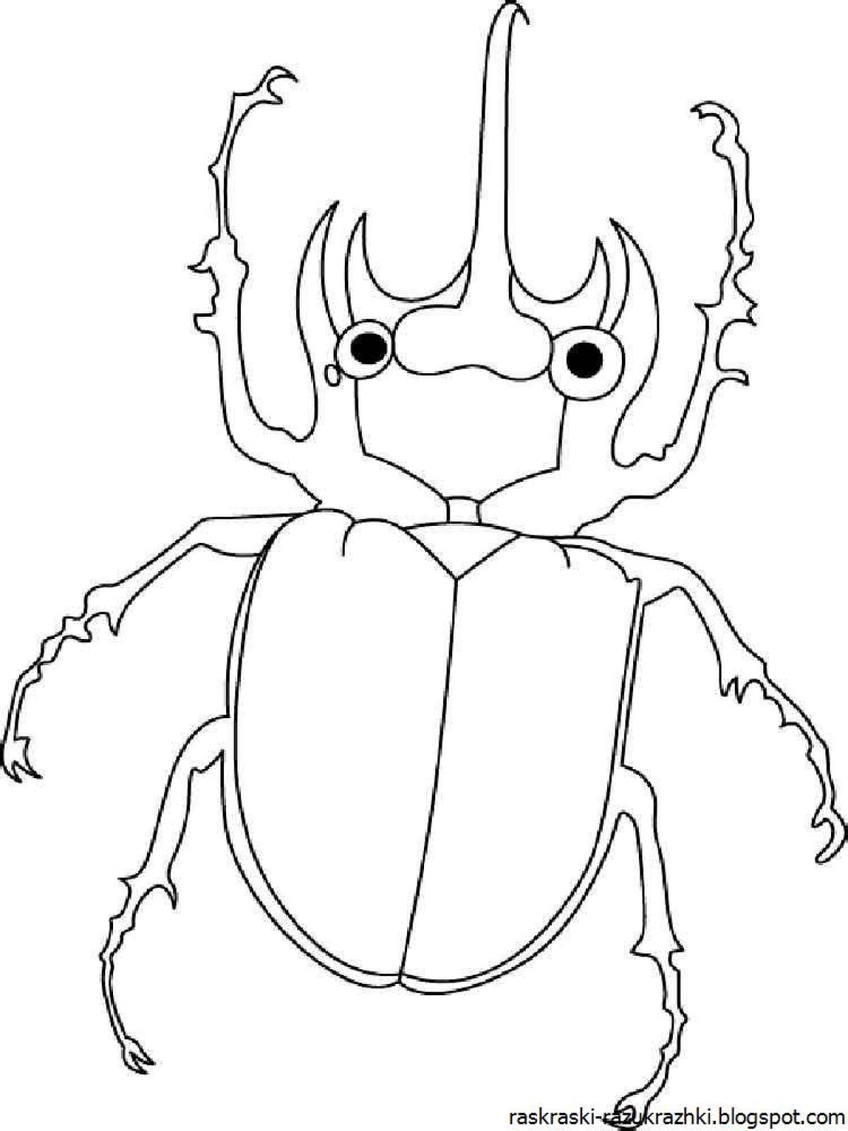 Funny beetle coloring book for kids