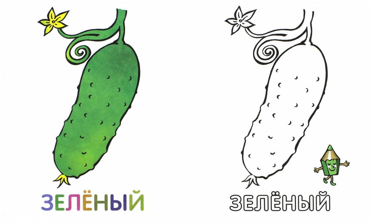 Creative cucumber coloring book for kids