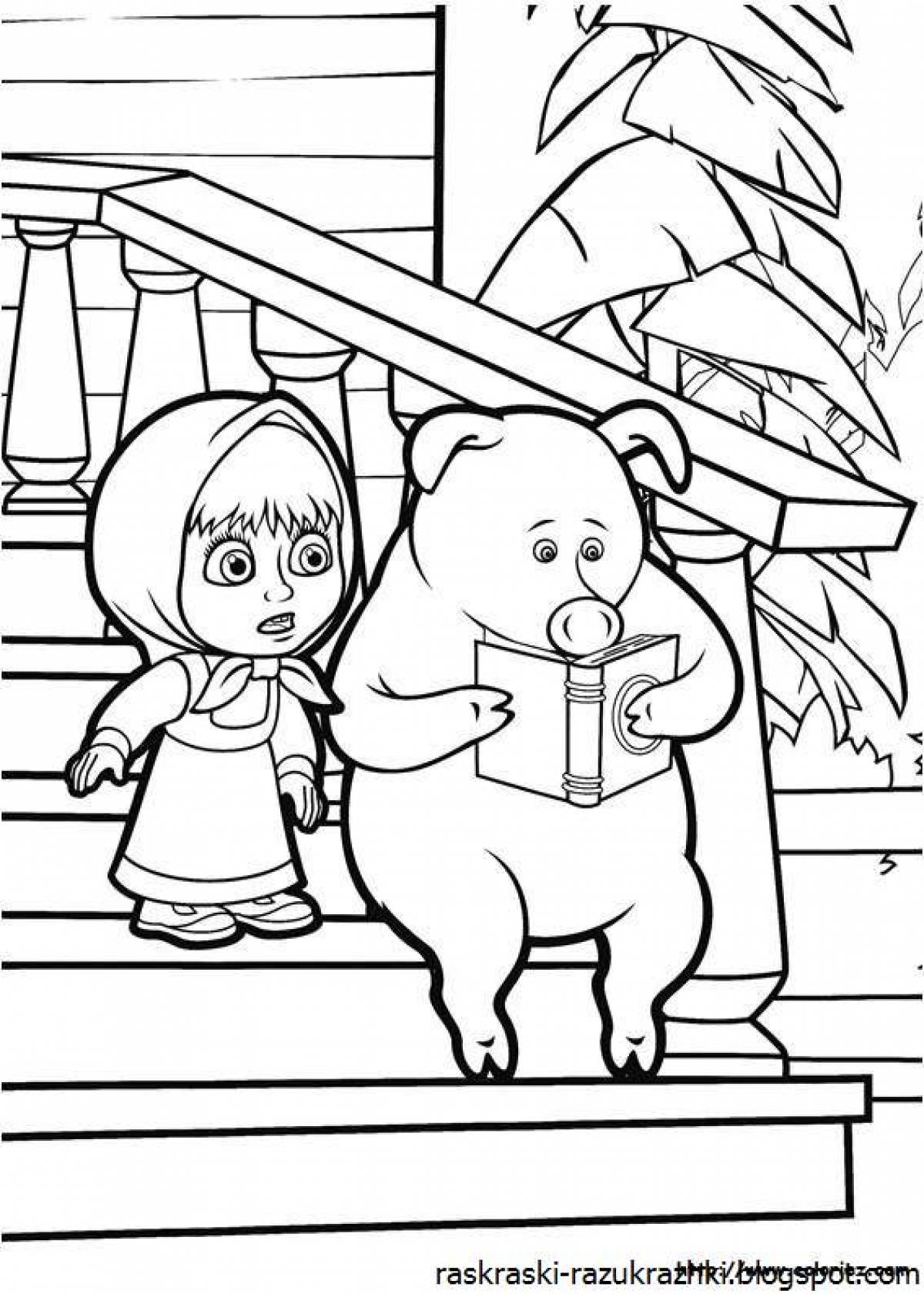 Charming masha and the bear coloring book