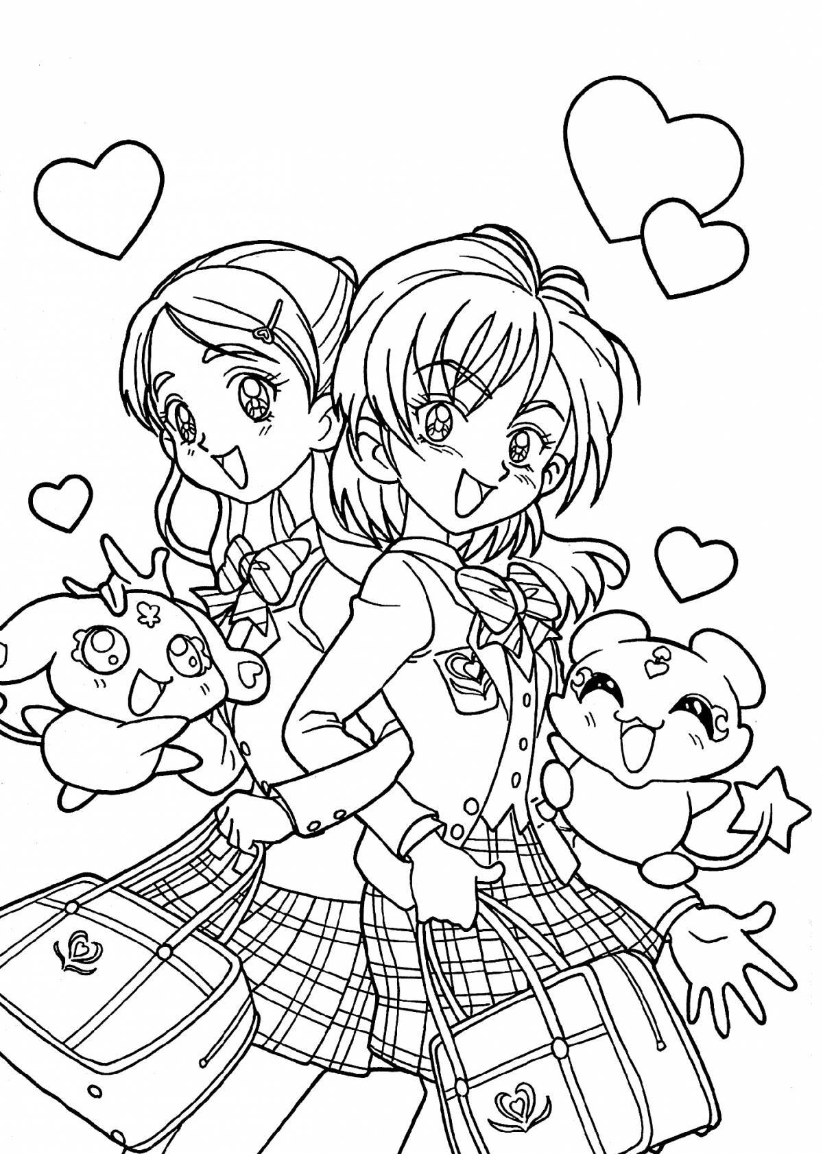 Очаровательная раскраска аниме для девочек 10 лет