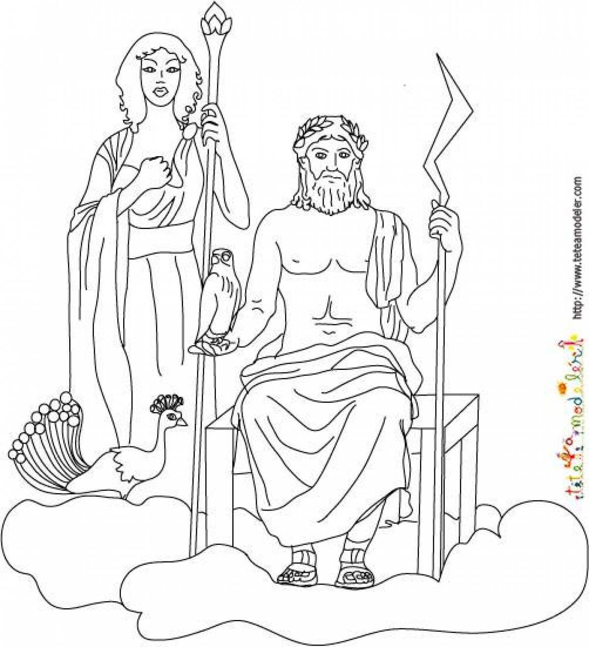 Раскраска боги древней Греции Зевс