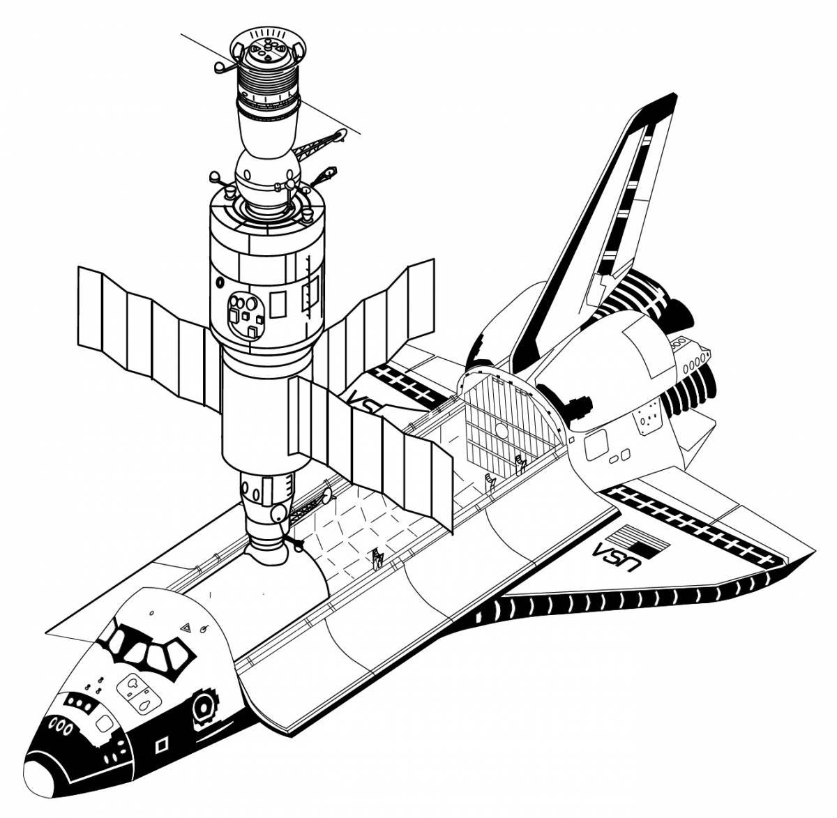 Fabulous spaceship coloring page