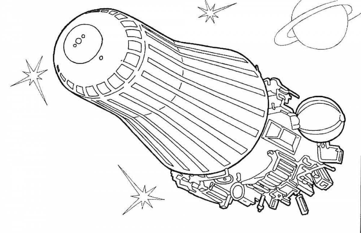 Glitter spaceship coloring page