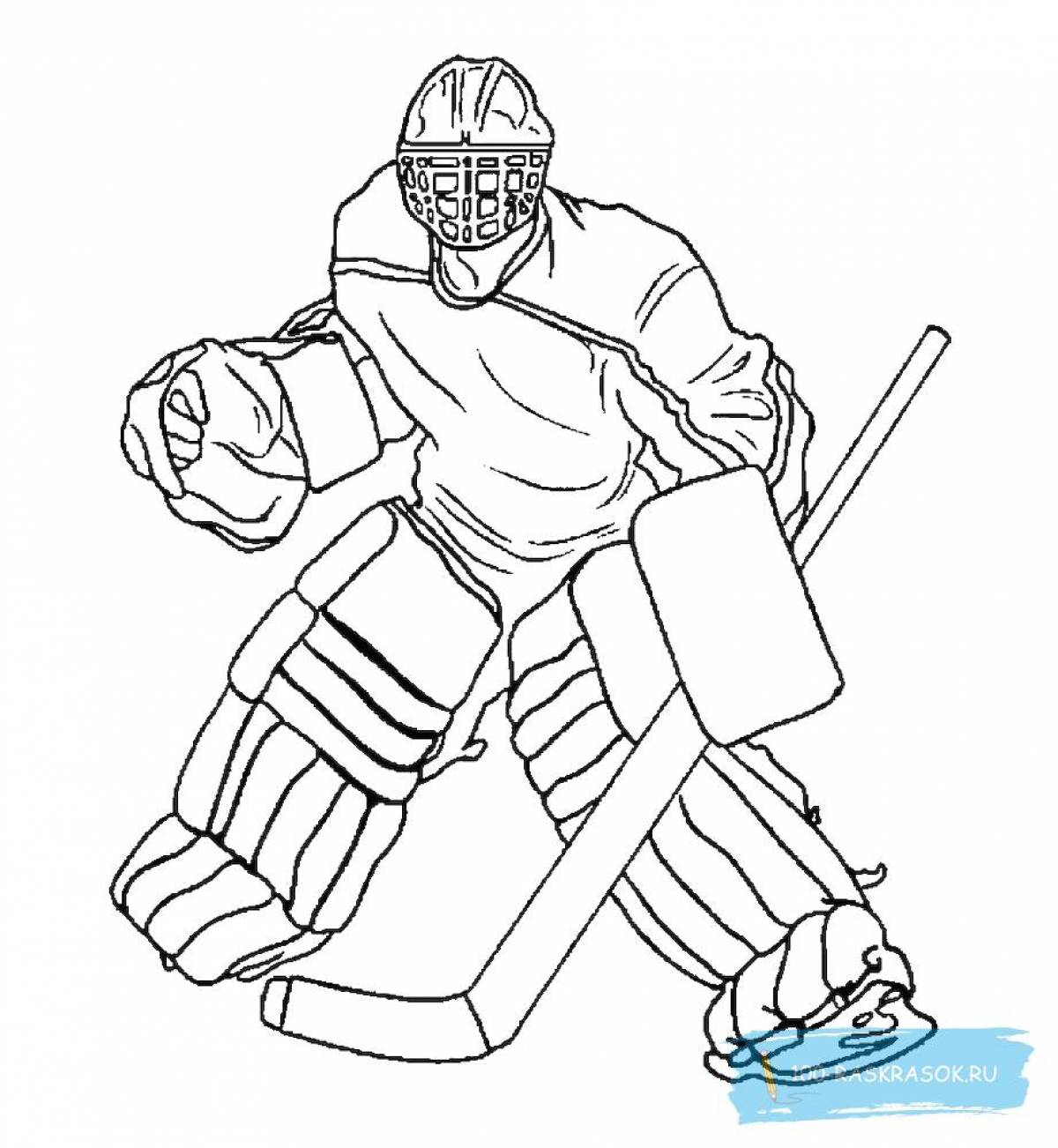 Colorful hockey player coloring page for kids