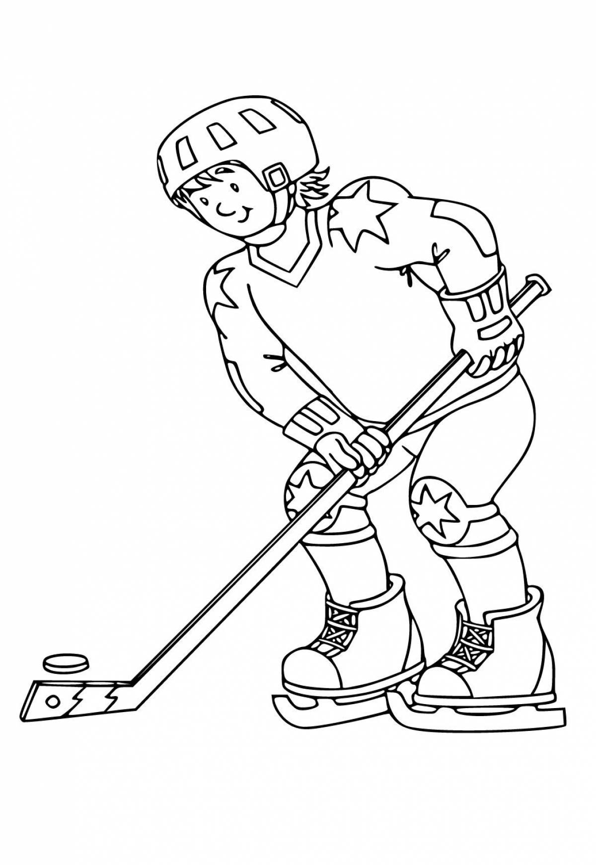 Bright hockey player coloring pages for kids