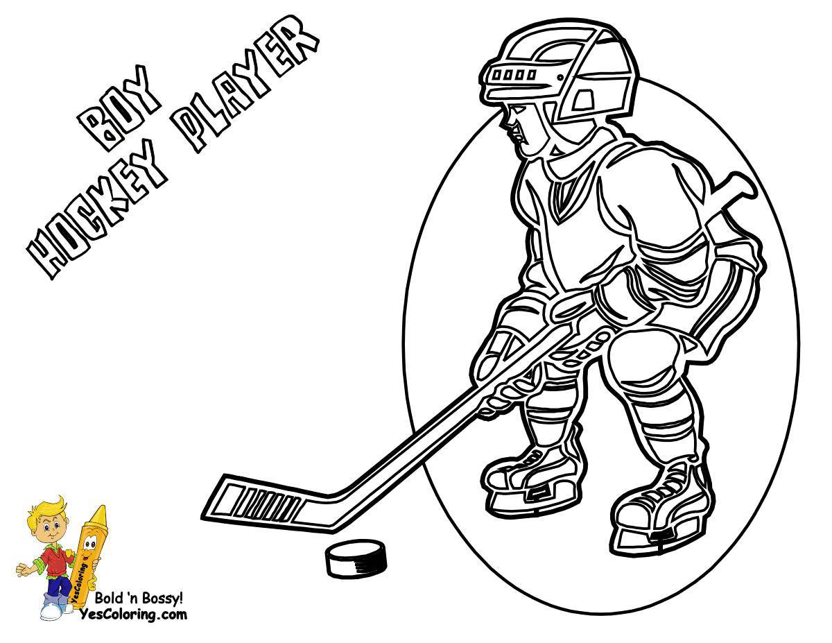 Bright coloring hockey player for kids