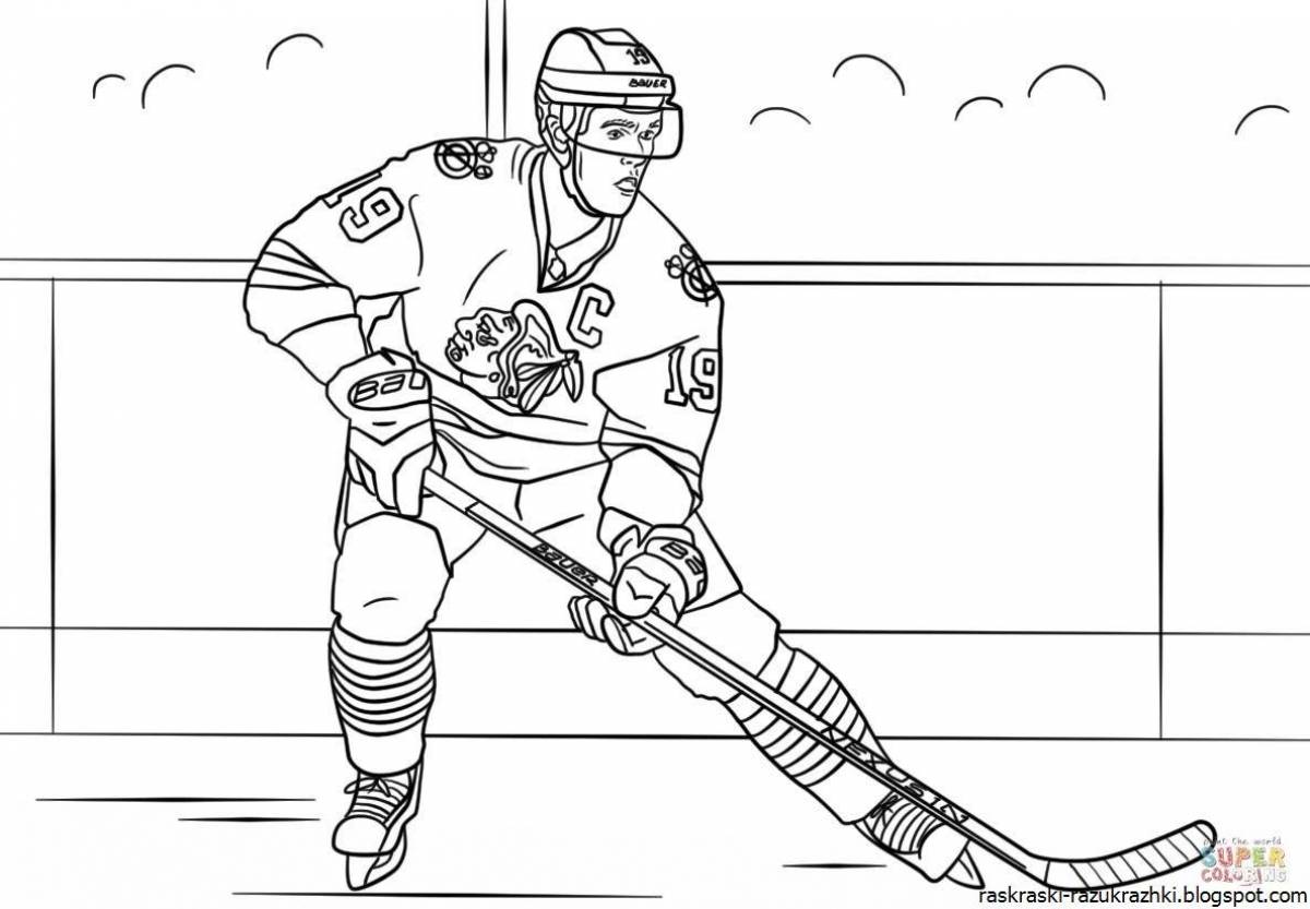 Great hockey player coloring page for kids